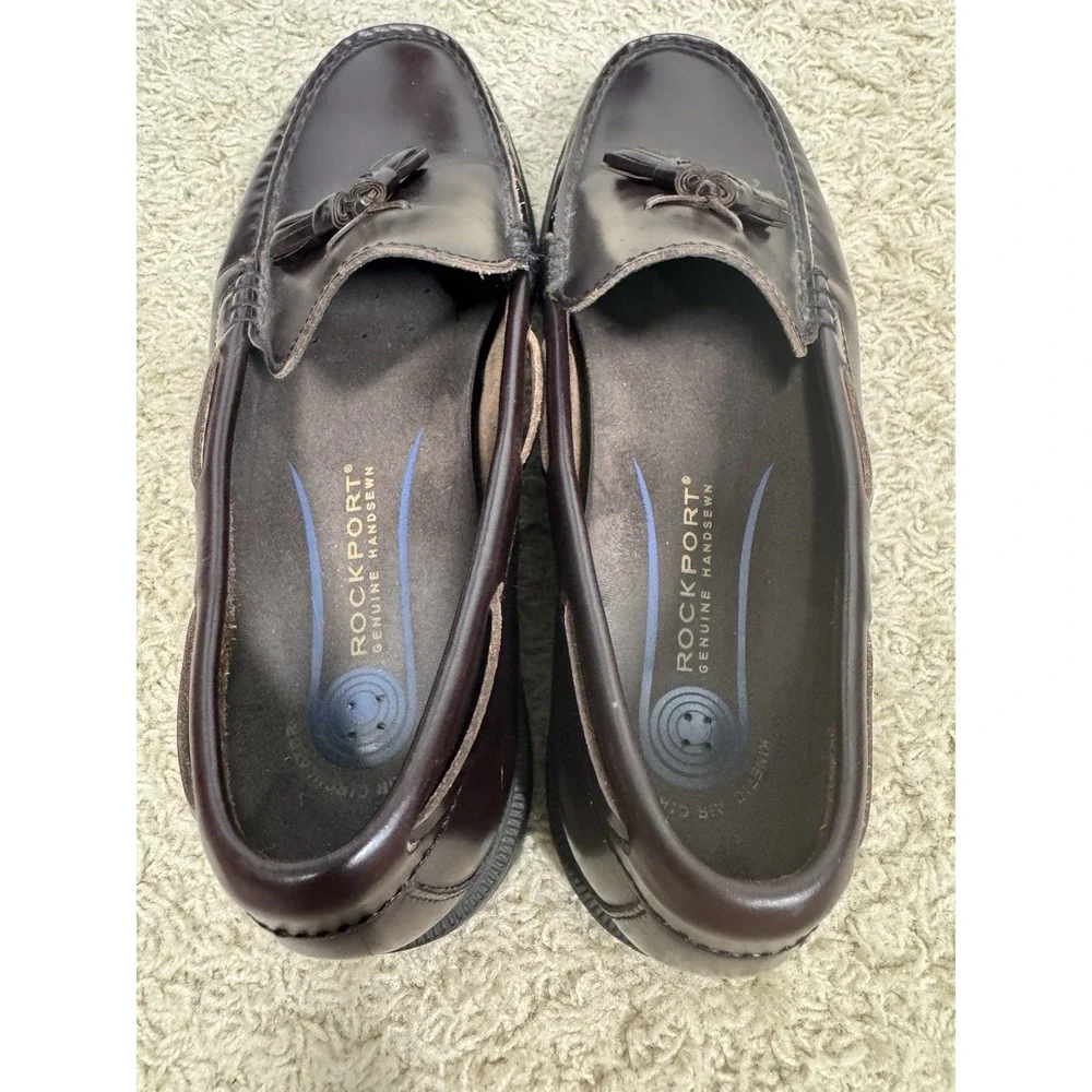 Rockport Burgundy Leather Whitlaw Tassel Loafers Men's 11 Slip On Comfort Career